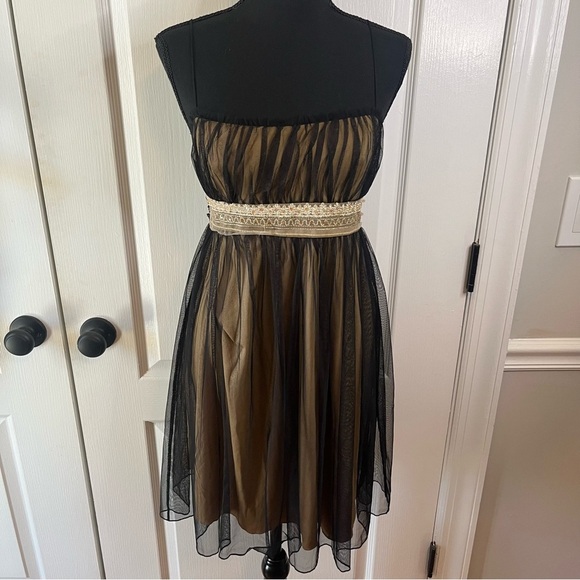 Vintage Whimsy Goth Black Toile Overlay Dress Sz S Fairy 90s USA Made Ethereal - Picture 2 of 6